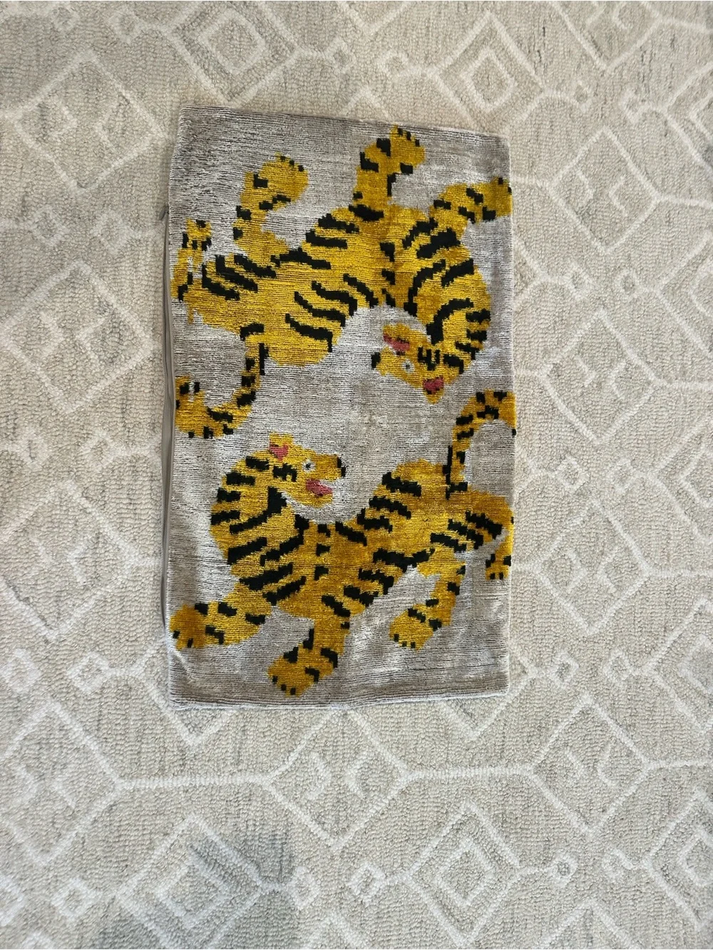 Tiger Motif Accent pillow cover- Ikat velvet